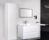 SLY080.01A mat wit blanc  ONDERKAST  met keramische lavabo en spiegel met LED of spiegelkast / MEUBLE SOUS-EVIER 80CM avec tablet ceramique et miroir  avec LED ou armoire miroir