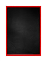 Zwart Krijtbord met Aluminium Lijst - Rood - 51 x 51 cm - Lijstbreedte: 10 mm - Vlak