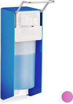 relaxdays desinfectie dispenser 500 ml - zeep dispenser - elleboog dispenser - zeeppomp blauw