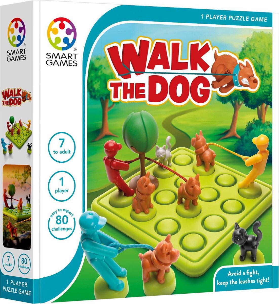 SmartGames - Walk the Dog - breinbreker - 80 opdrachten voor 1 speler - Kat en hond - SmartGames