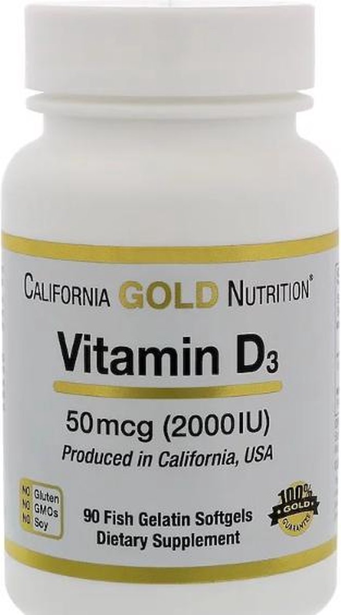 Vitamine D3 - 50mcg - 2000IU - 90 Vis Gelatine Softgels - California Gold Nutrition
