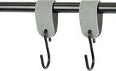 2x Leren S-haak hangers - Handles and more® | SUEDE GREY - maat S (Leren S-haken - S haken - handdoekkaakje - kapstokhaak - ophanghaken)