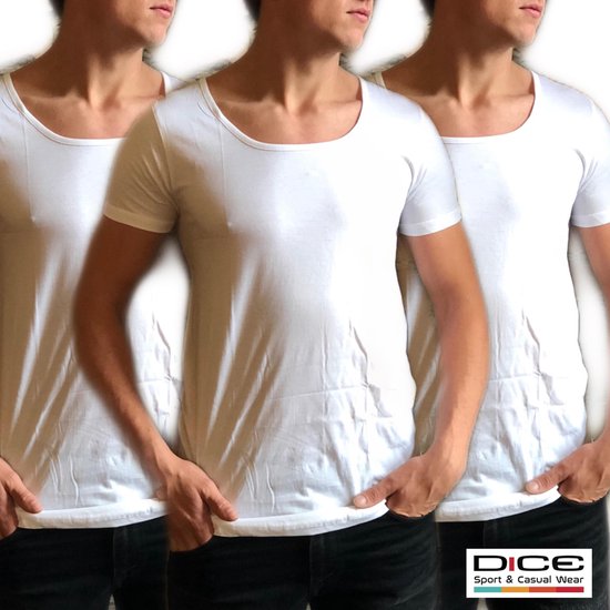 DICE Underwear 3-Pack T-shirt Invisible lage ronde maat XL/2XL | bol.com