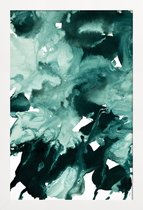 JUNIQE - Poster in houten lijst Inkblot Marble 4 -40x60 /Groen & Wit