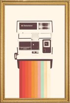 JUNIQE - Poster met houten lijst Instant Camera Rainbow -20x30