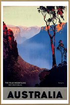 JUNIQE - Poster met kunststof lijst australia1 -40x60 /Blauw & Bruin