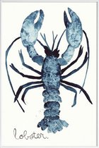 JUNIQE - Poster in kunststof lijst Lobster -30x45 /Blauw & Wit