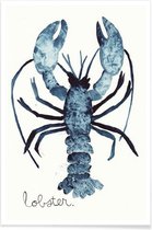 JUNIQE - Poster Lobster -13x18 /Blauw & Wit