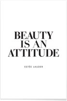 JUNIQE - Poster Beauty is - Citaat van Estée Lauder -13x18 /Wit &