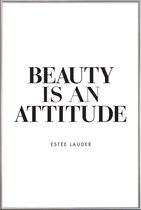 JUNIQE - Poster met kunststof lijst Beauty is - Citaat van Estée