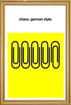 JUNIQE - Poster met houten lijst German Chaos -20x30 /Geel & Zwart