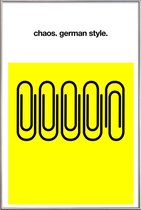 JUNIQE - Poster met kunststof lijst German Chaos -13x18 /Geel & Zwart