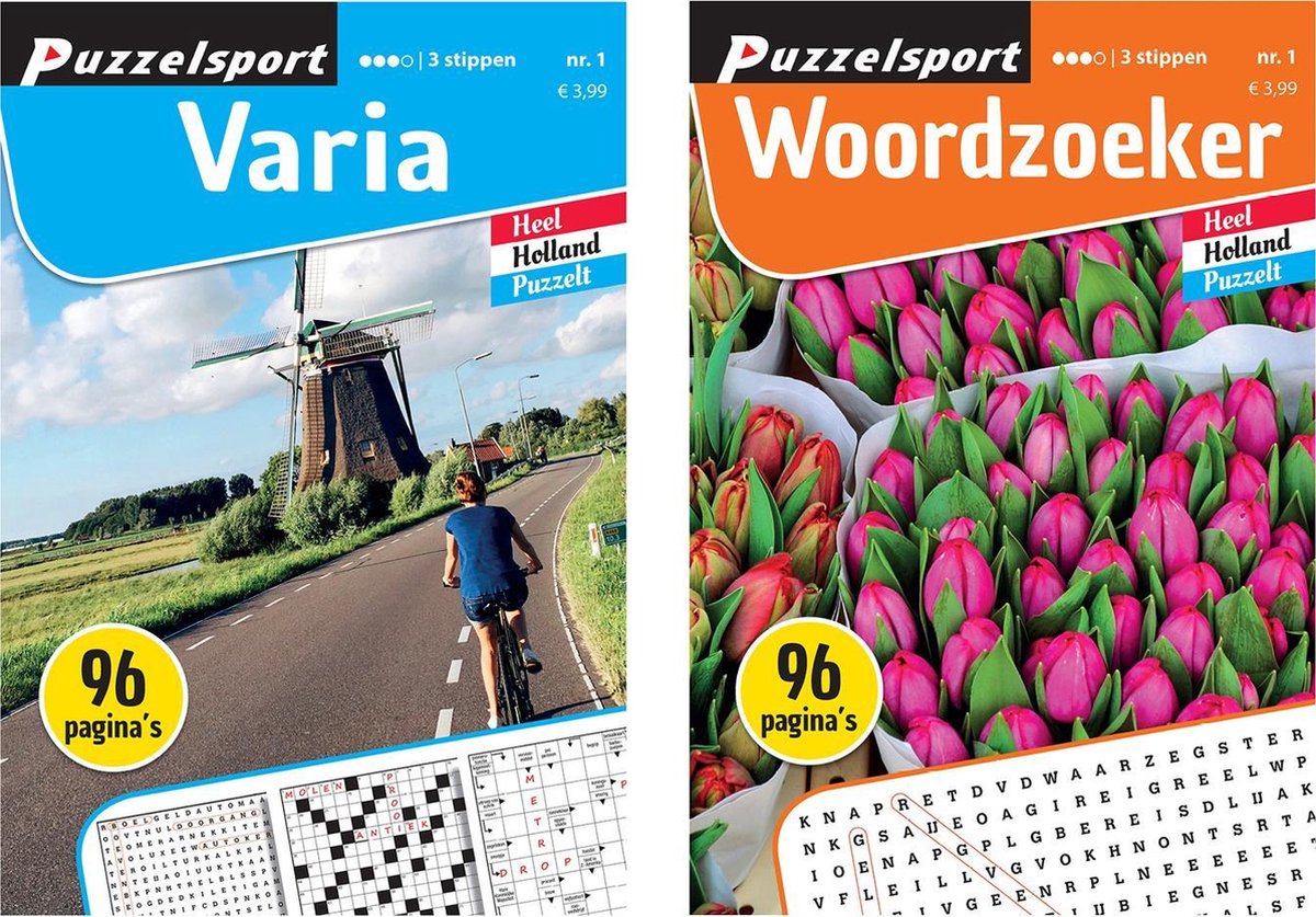 Puzzelsport - Puzzelboekenset - Varia 3* & Woordzoeker 3*  - Nr.1 - Puzzelsport