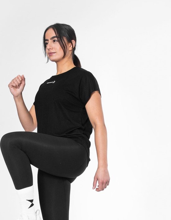 Body & Fit Essential Casual T-Shirt - Sportshirt Dames – Maat L - Zwart - Body & Fit