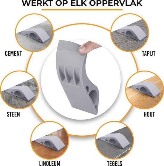 Easavida – Deurstoppers – Van Rubber – 12x4x2.5 cm – Set van 3 – Stapelbaar – Met Houder – Deurwig – Voor Binnen en Buiten – Grijs – Deurbuffer – Deurklem