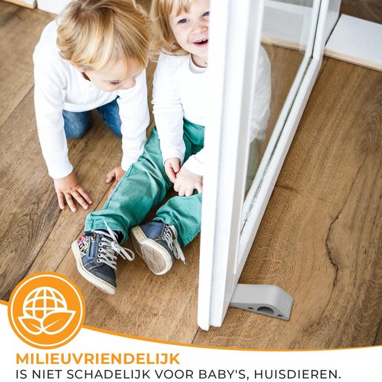 Easavida – Deurstoppers – Van Rubber – 12x4x2.5 cm – Set van 3 – Stapelbaar – Met Houder – Deurwig – Voor Binnen en Buiten – Grijs – Deurbuffer – Deurklem