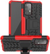 Rugged Kickstand Back Cover - Samsung Galaxy A52 / A52s Hoesje - Rood
