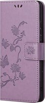 Nokia X10 / X20 Hoesje - Bloemen Book Case - Paars