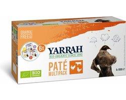 4x Yarrah Bio Hondenvoer Multipack Paté Graanvrij Kip & Kalkoen & Rund 6 x 150 gr