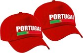 2x pièces casquette de supporters du Portugal rouge pour femmes et hommes - casquette de baseball des pays du Portugal - vêtements de supporter