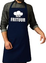 Chef frituur schort / keukenschort navy voor heren - kookschorten / keuken schort