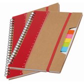 Paquet de 2x morceaux de cahiers scolaires / blocs de cours A5 - rouge - Bloc-notes