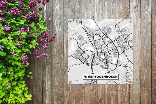 Tissu de jardin Plan de la ville - 's-Hertogenbosch - Grijs - Wit - 100x100 cm - Carte