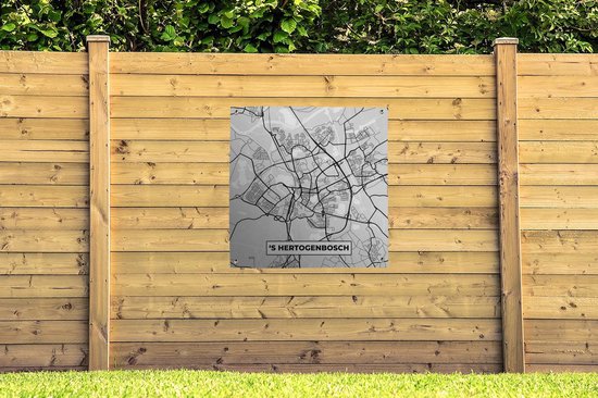 Tissu de jardin Plan de la ville - 's-Hertogenbosch - Grijs - Wit - 100x100 cm - Carte