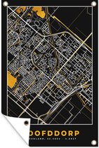 Tuinposter - Tuindoek - Tuinposters buiten - Plattegrond - Hoofddorp - Goud - Zwart - 80x120 cm - Tuin - Stadskaart