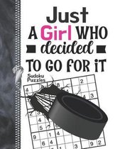 Just A Girl Who Decided To Go For It Sudoku Puzzles: A4 Large Beginners Activity Puzzle Book For Traveling Hockey Players On The Go