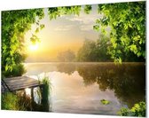 Wandpaneel Rust in de natuur  | 150 x 100  CM | Zilver frame | Wandgeschroefd (19 mm)