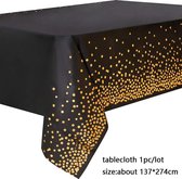 WiseGoods Luxe Tafelkleed - 137x274CM - Zwart Met Gouden Stippen - Feest - Verjaardag - Bruiloft Decoratie - Multifunctioneel