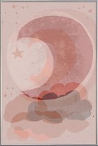 JUNIQE - Poster met kunststof lijst Gentle Moon -40x60 /Roze