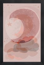 JUNIQE - Poster in houten lijst Gentle Moon -40x60 /Roze