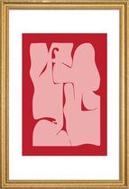 JUNIQE - Poster met houten lijst Abstract -40x60 /Rood & Roze