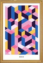 JUNIQE - Poster met houten lijst Berlin -13x18 /Kleurrijk