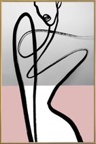 JUNIQE - Poster met kunststof lijst Player -40x60 /Grijs & Roze