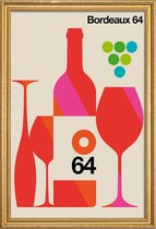 JUNIQE - Poster met houten lijst Vintage Bordeaux -40x60 /Oranje &