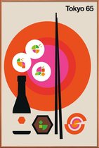 JUNIQE - Poster met kunststof lijst Vintage Tokio 65 -13x18 /Kleurrijk