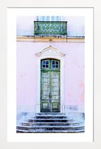 JUNIQE - Poster in houten lijst Lisbon Doorway -40x60 /Groen & Roze