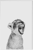 JUNIQE - Poster in kunststof lijst Sleepy Leopard Classic -20x30 /Wit