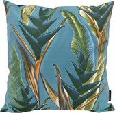 Blue/Green Heliconia Kussenhoes | Katoen/Polyester | 45 x 45 cm | Blauw/Groen