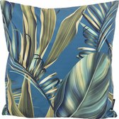 Blue Strelitzia Palm Kussenhoes | Katoen/Polyester | 45 x 45 cm | Blauw