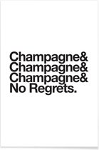 JUNIQE - Poster Champagne & Regrets -30x45 /Wit & Zwart