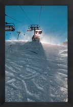 JUNIQE - Poster in houten lijst Let's Go Skiing -40x60 /Blauw & Grijs