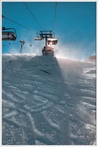 JUNIQE - Poster met kunststof lijst Let's Go Skiing -20x30 /Blauw &