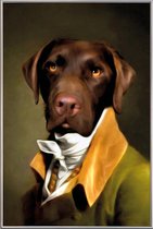 JUNIQE - Poster met kunststof lijst Teun – Aristocratische Hond -13x18