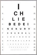 JUNIQE - Poster met kunststof lijst Eye Chart Ich Liebe Dich -20x30