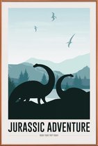 JUNIQE - Poster met kunststof lijst Jurassic Adventure I -40x60 /Blauw