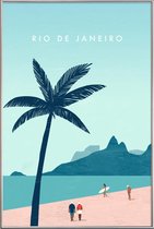 JUNIQE - Poster met kunststof lijst Rio De Janeiro - retro -20x30